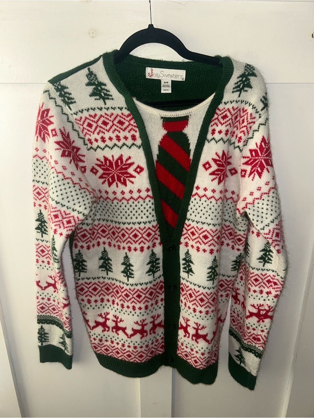 Holiday Fair Isle Women's Cardigan Sweater - Green/Red/White